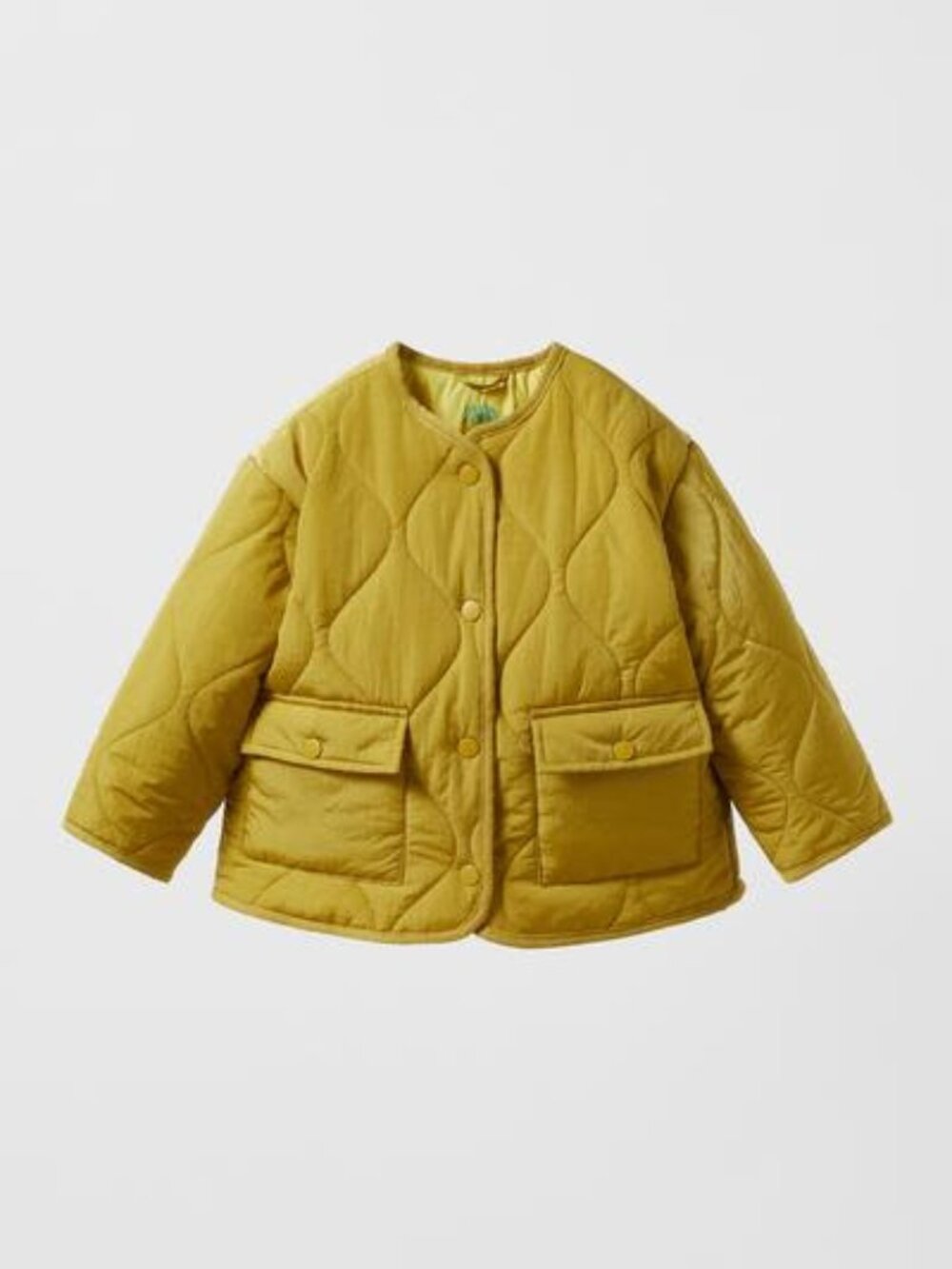ZARA Baby Quilted Jacket Ocher Yellow Snap Front Lightweight Coat 12–18M